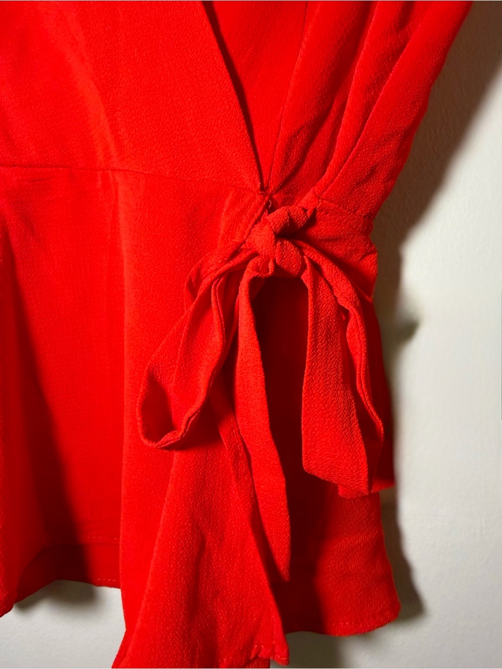 Monteau Red Wrap Peplum Blouse - Picture 5 of 7